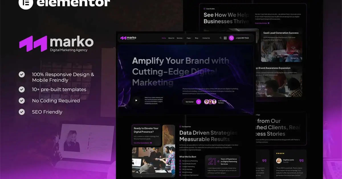Marko – Digital Marketing Agency Elementor Template Kit