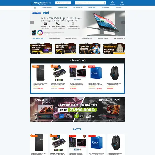 Mẫu website bán hàng máy tính, build cấu hình