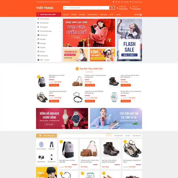 Mẫu website bán hàng Flatsome gần giống Shopee