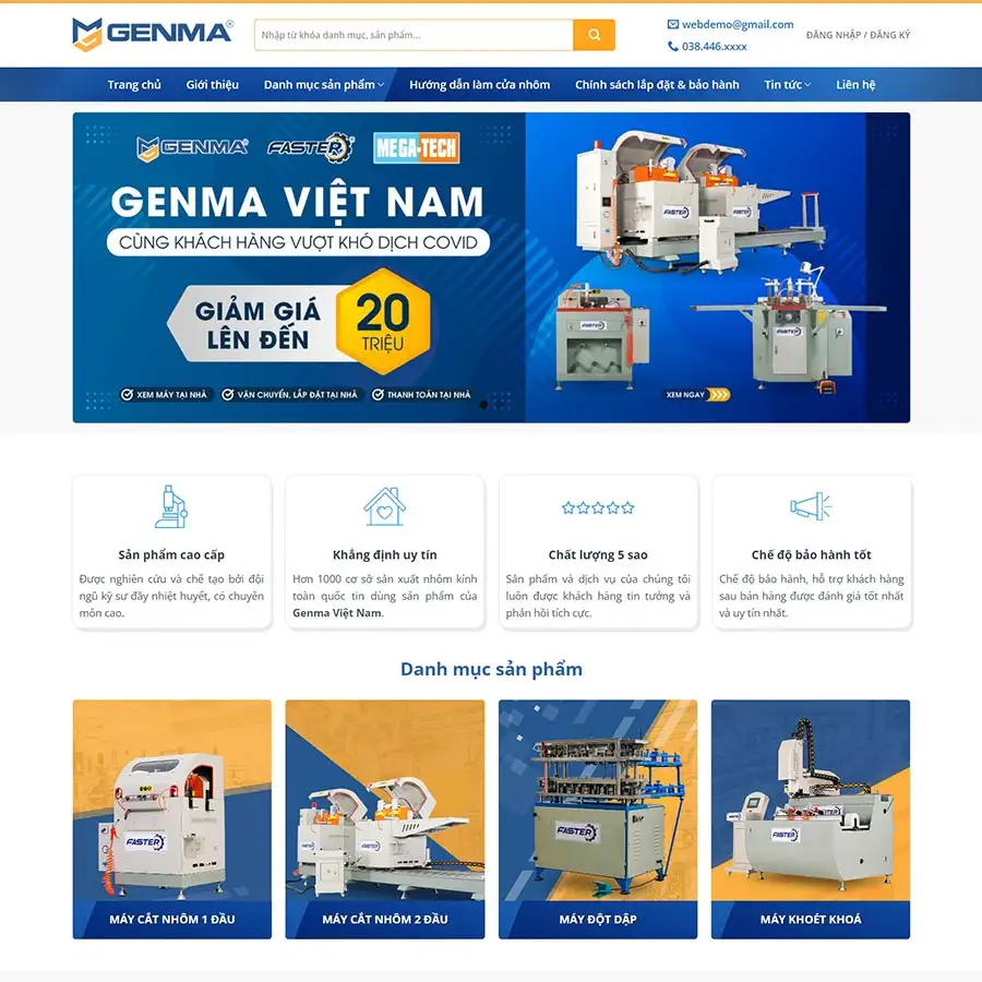 Theme WordPress công ty bán máy cắt, máy cơ khí