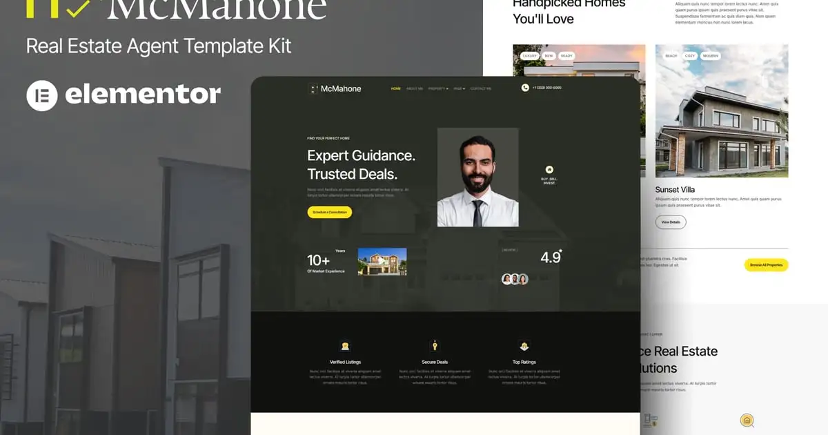 McMahone – Real Estate Agent Elementor Template Kit