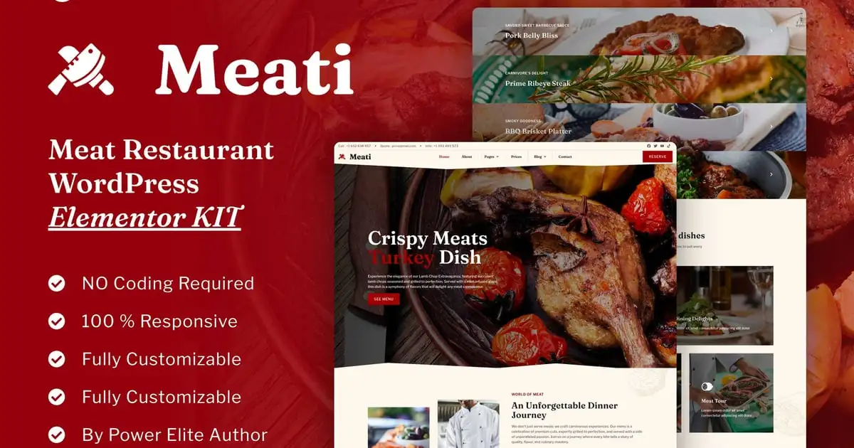 Meati – Meat Restaurant Elementor Template Kit