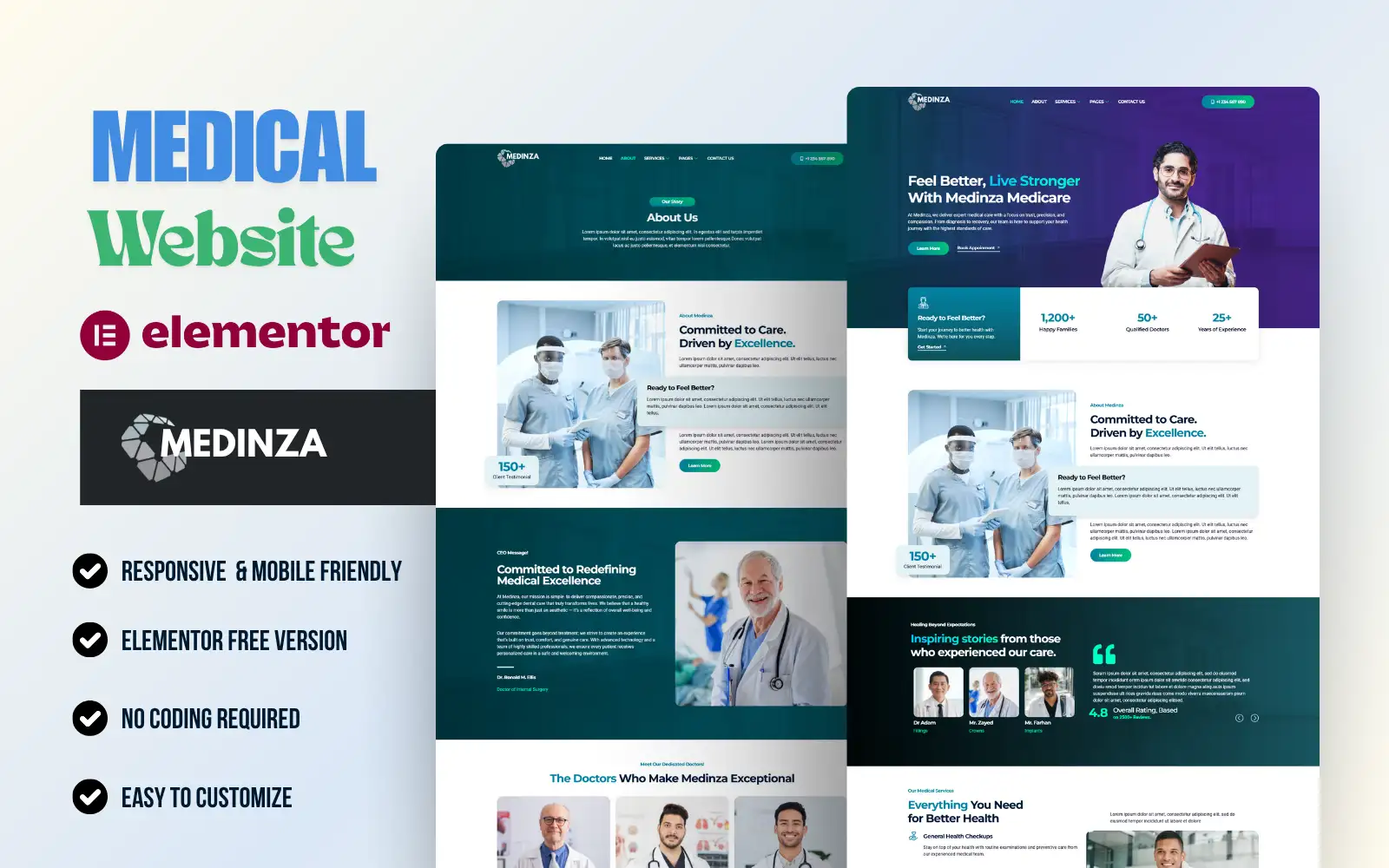 Medinza – FREE Medical & Clinics WordPress Elementor Template Kit Elementor Kit