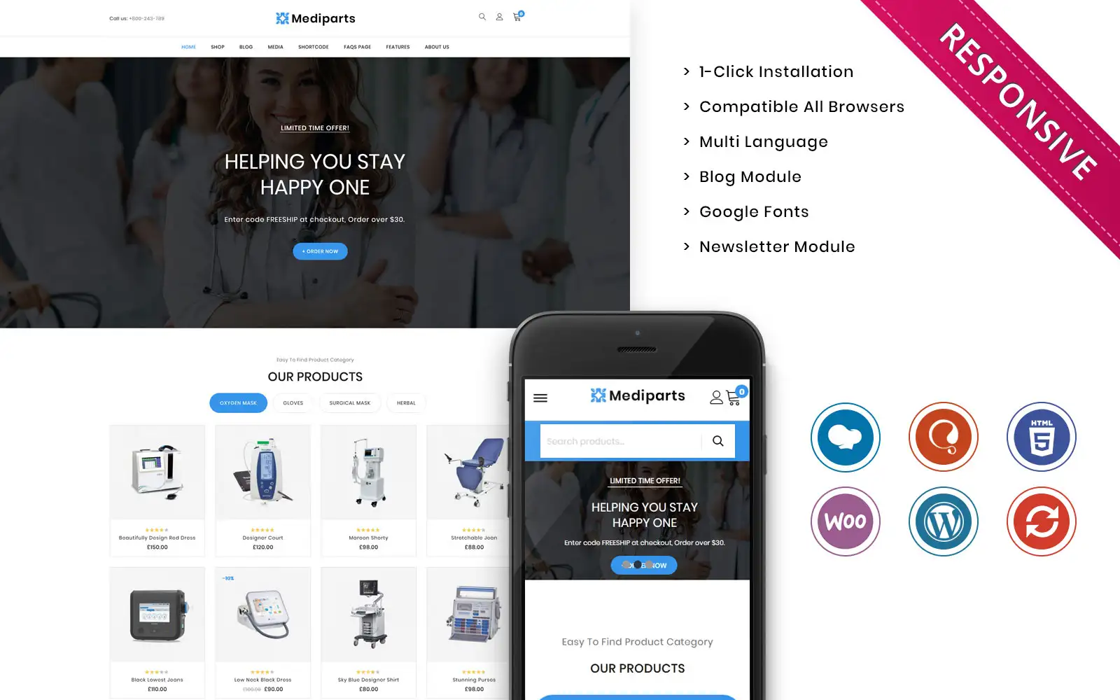 Mediparts – The Medical Store Responsive WooCommerce Theme