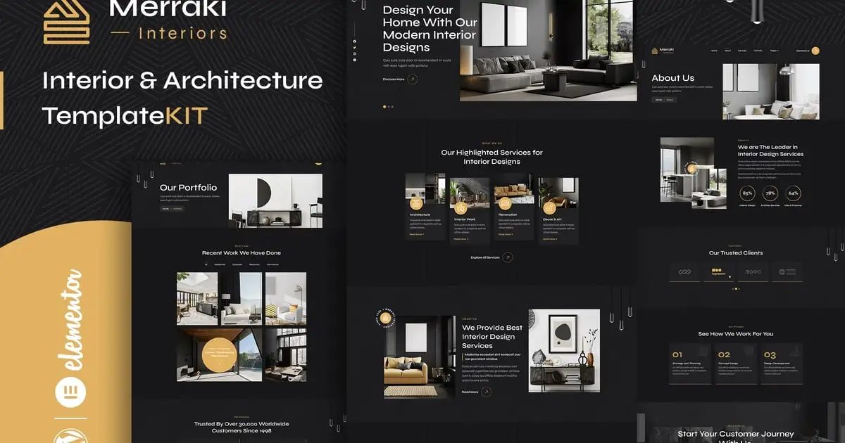 Merraki – Interiors & Architecture Elementor Template Kit