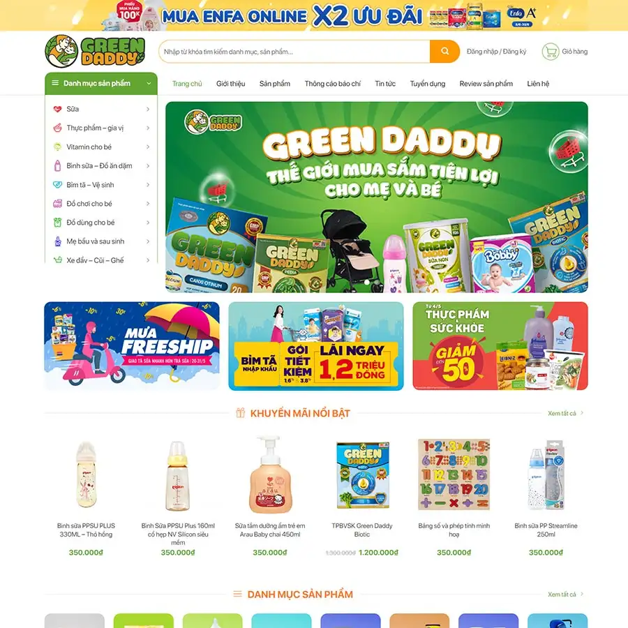 Theme WordPress bán sản phẩm mẹ và bé 03