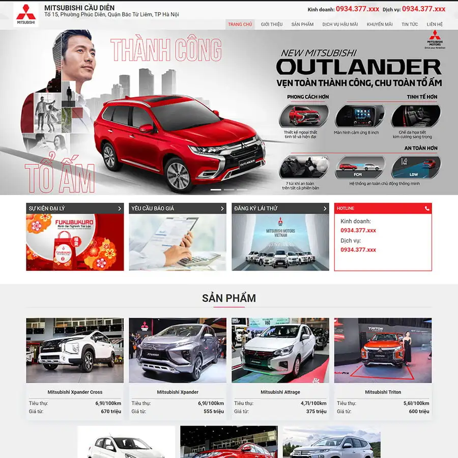 Theme WordPress bán ô tô Misubishi 02