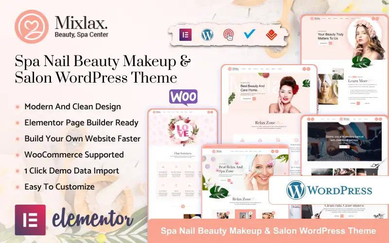 Mixlax – Beauty Spa Wellness Salon Makeup Shop WordPress Theme