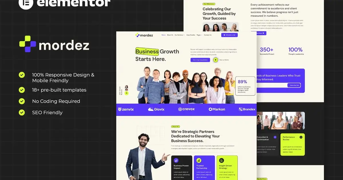 Mordez – Business Consulting Elementor Template Kits