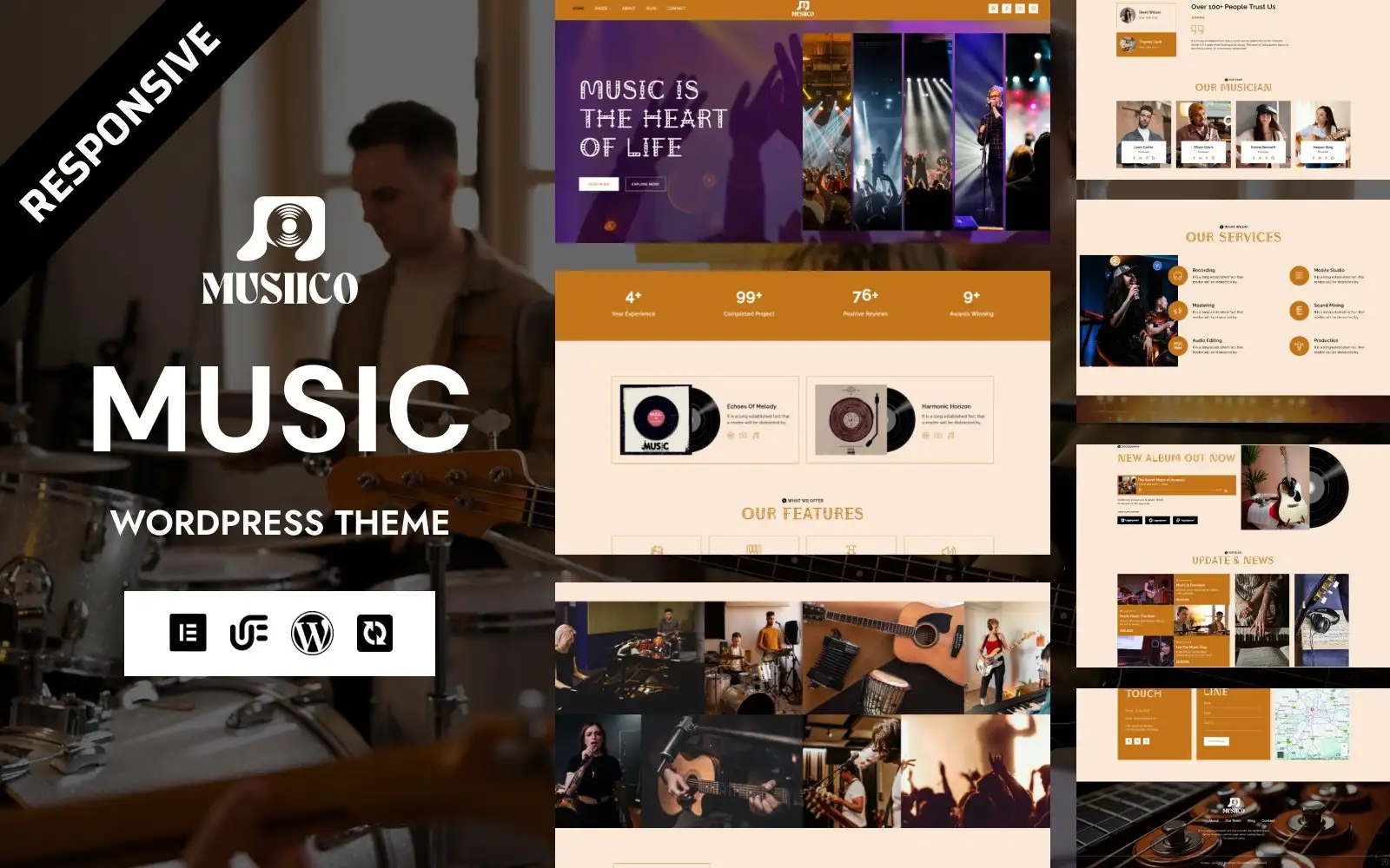 Musiico – Classical Music & Orchestral Group WordPress Elementor Theme WordPress Theme