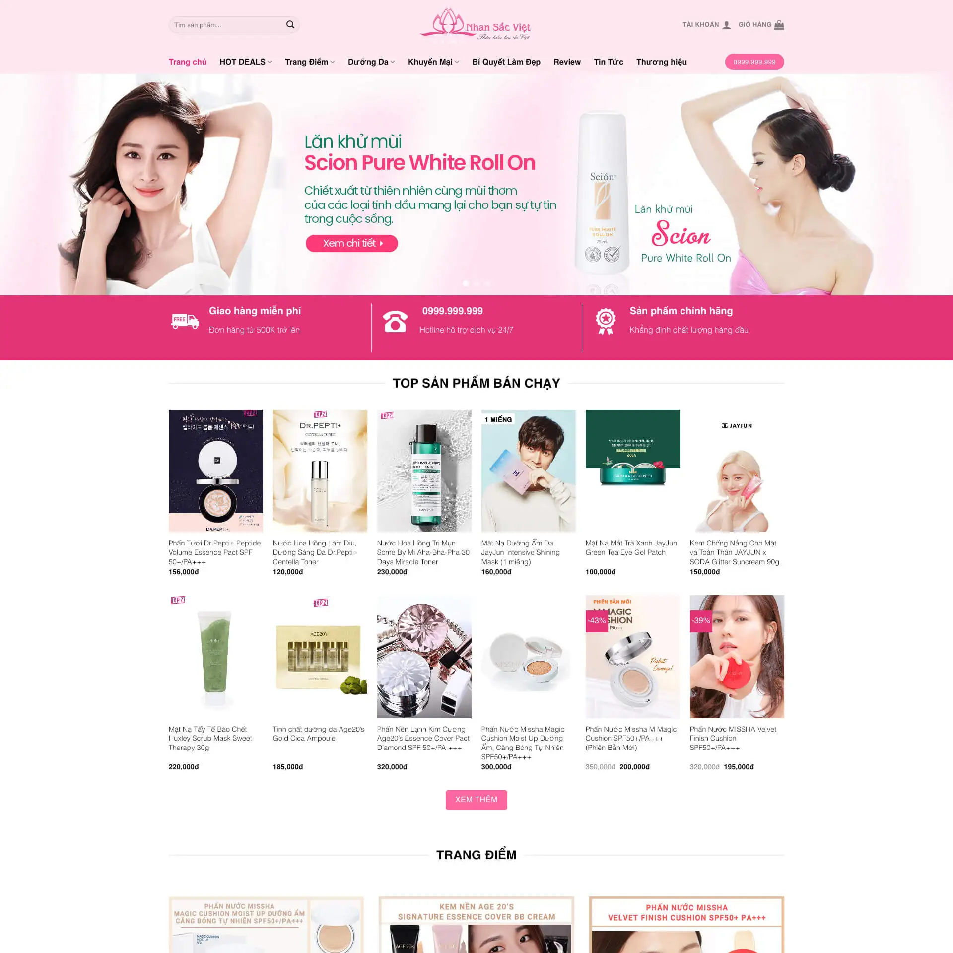Mẫu web bán Mỹ phẩm