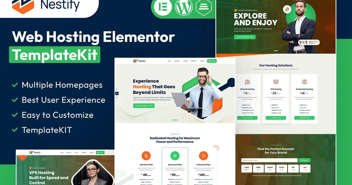 Nestify – Web Hosting Elementor Template Kit