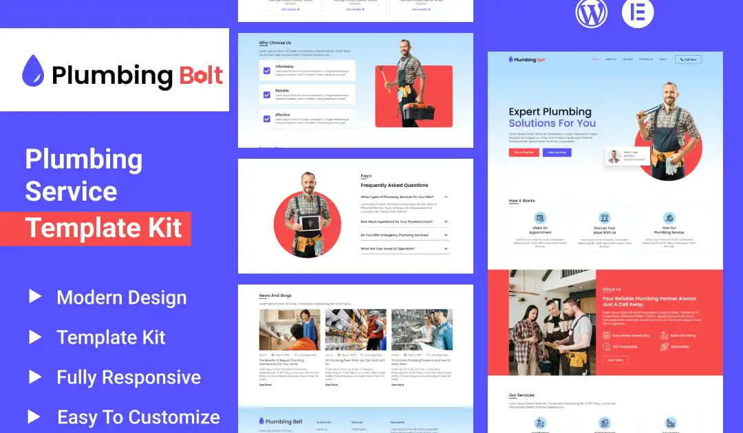 Plumbing Bolt – Plumbing Services Elementor Template Kit