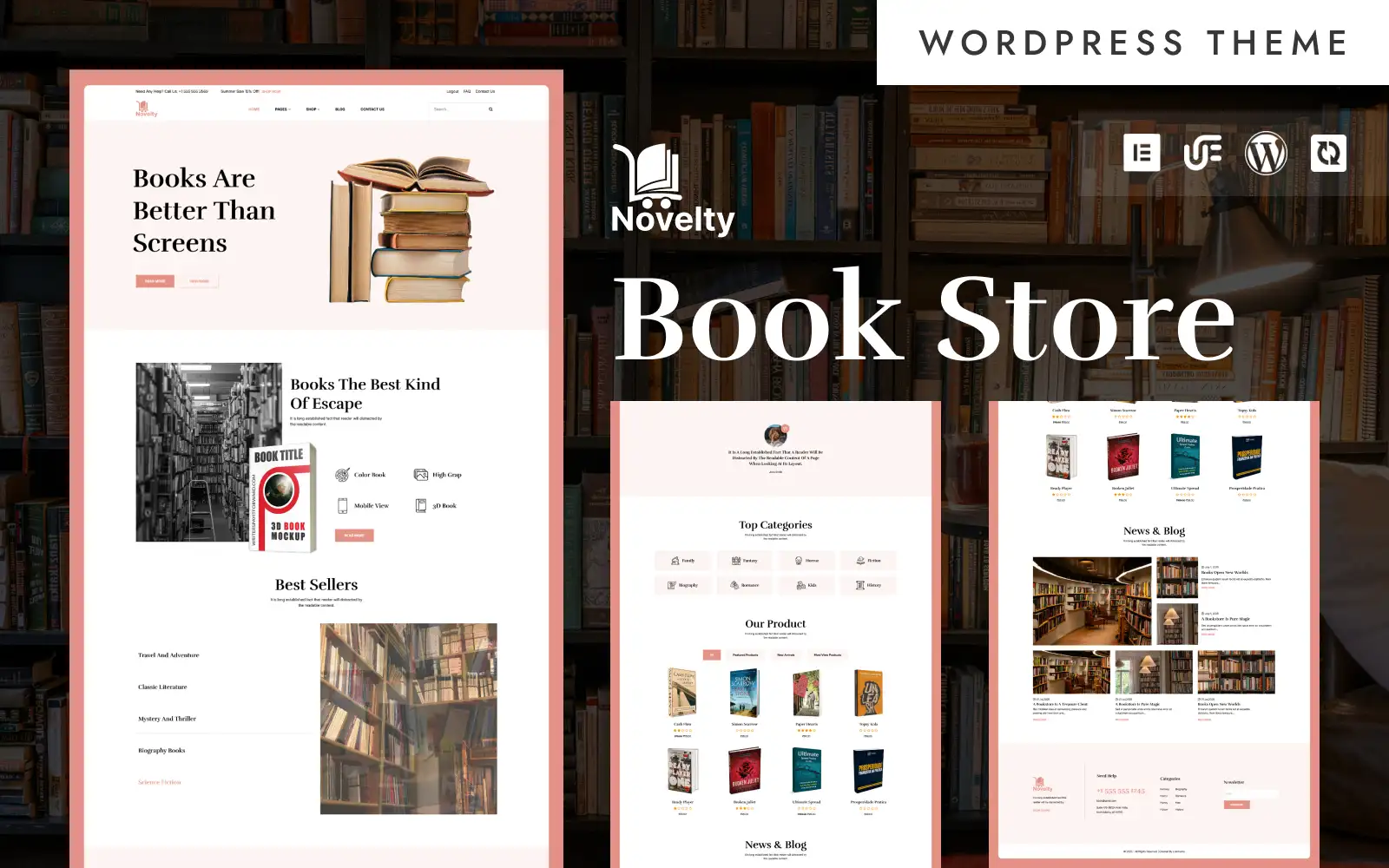 Novelty – Modern Book Store & Library WordPress Elementor Theme WordPress Theme