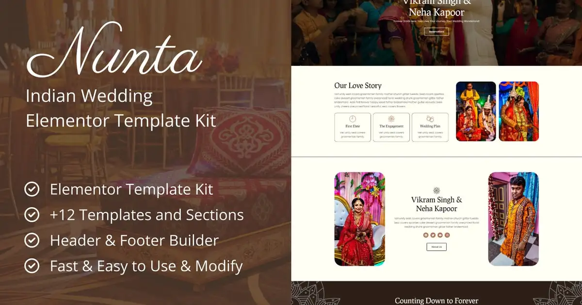 Nunta – Cultural Wedding Elementor Template Kit