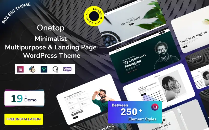 Onetop – Minimalist Multipurpose & Landing Page WordPress Theme