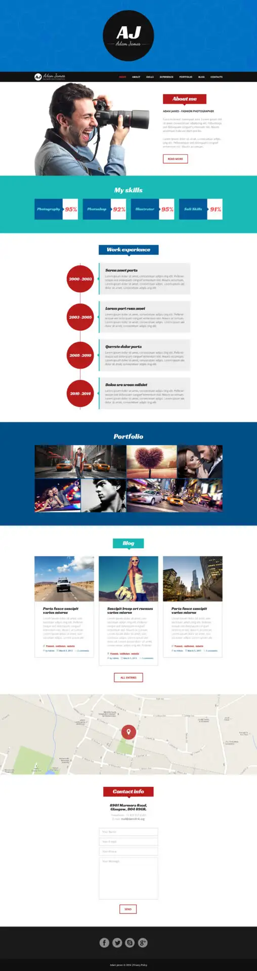 Page of Fashion Photographer WordPress Theme