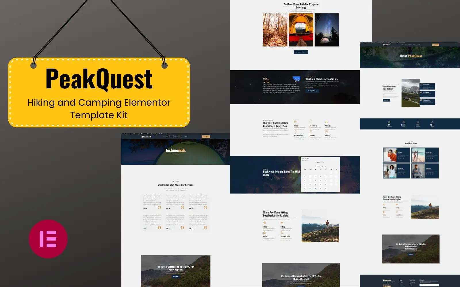PeakQuest – Hiking and Camping Elementor Template Kit Elementor Kit