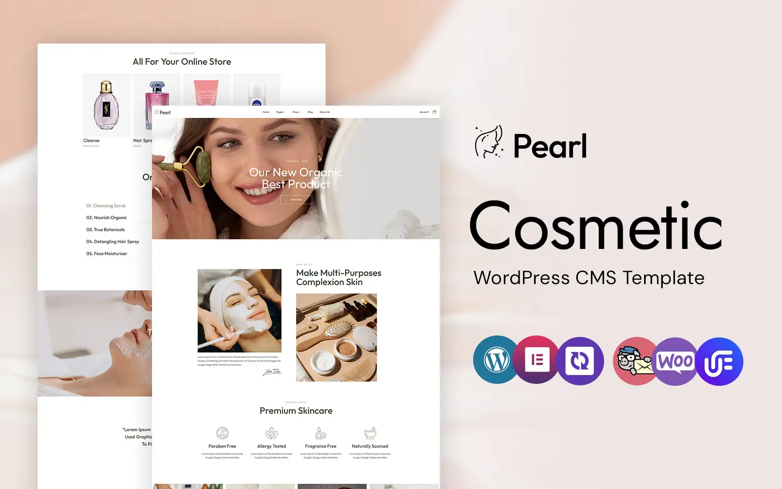 Pearl – Cosmetic and Beauty Store WordPress Elementor Theme WordPress Theme