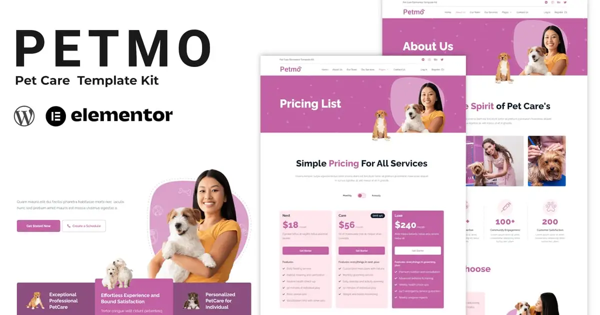 Petmo – Pet Care Elementor Template Kit