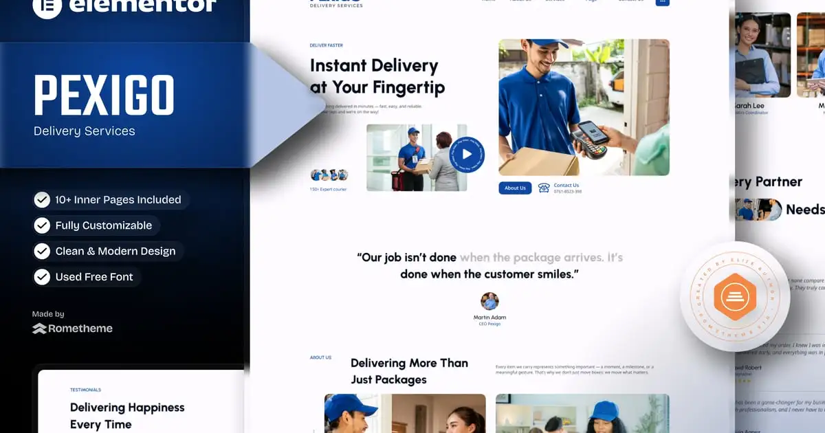 Pexigo – Delivery Services Elementor Template Kit
