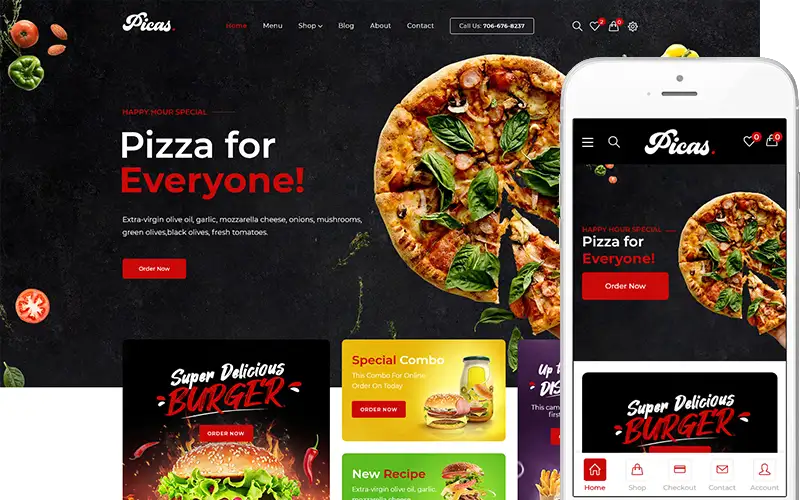 Picas – Fast Food Restaurants WooCommerce WordPress Theme WooCommerce Theme