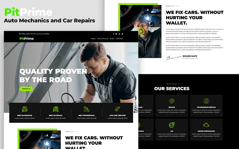 Pitprime – Auto Mechanics and Car Repairs CMS WordPress Theme