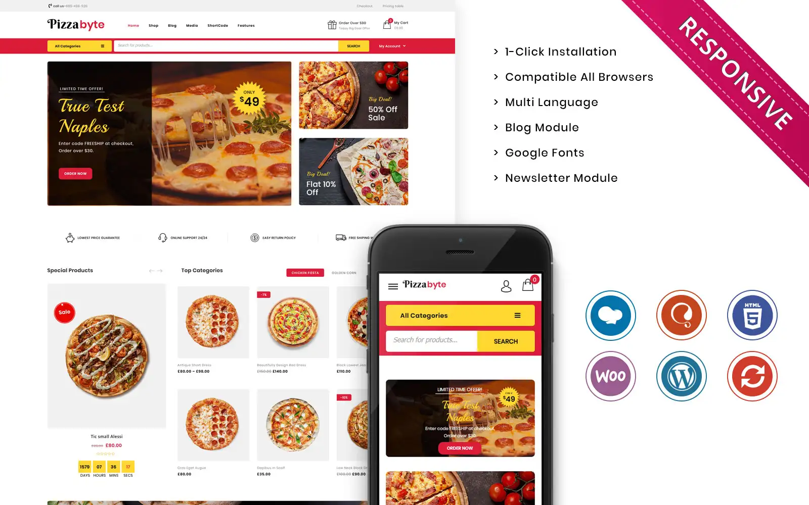 Pizzabyte – The Fast Food & Restaurant Store WooCommerce Theme
