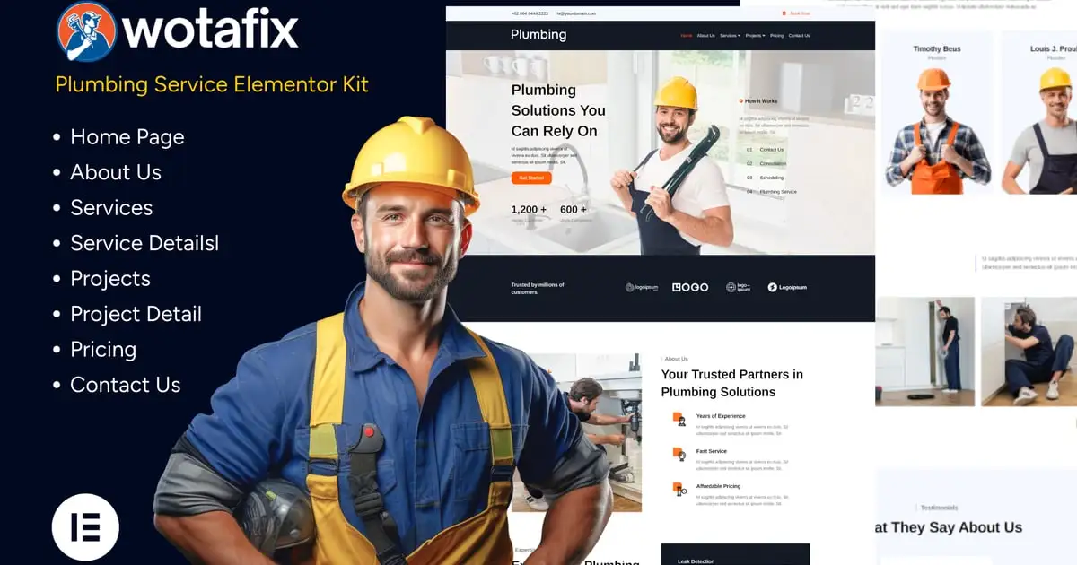 Wotafix – Plumbing Service Elementor Template Kit
