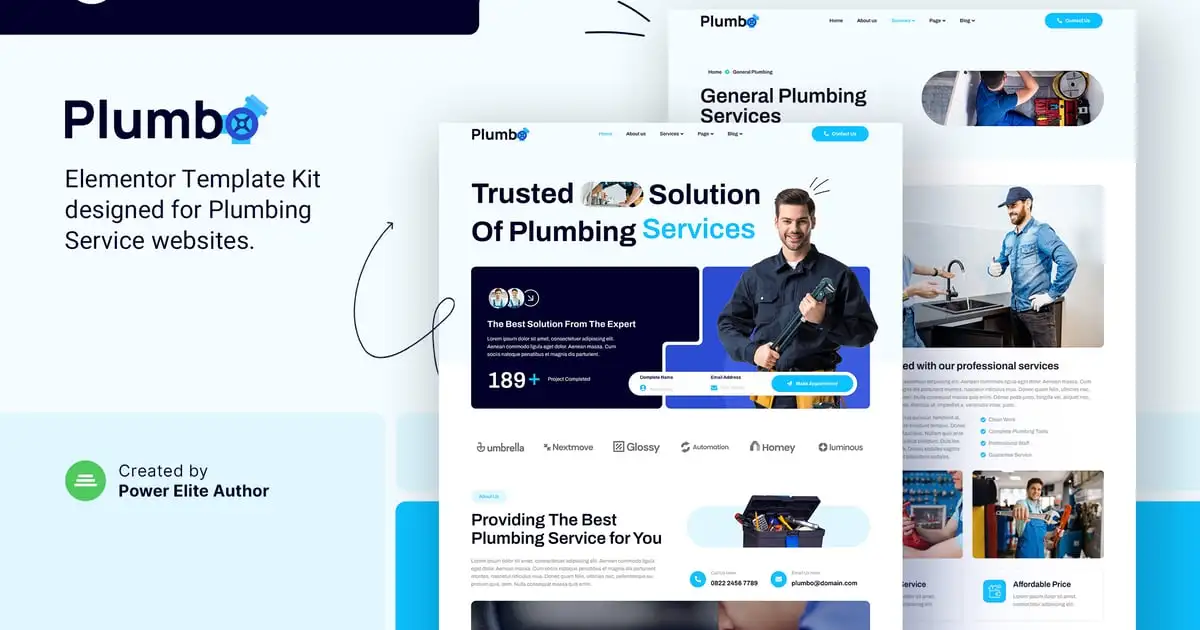 Plumbo – Plumbing Services Elementor Template Kit