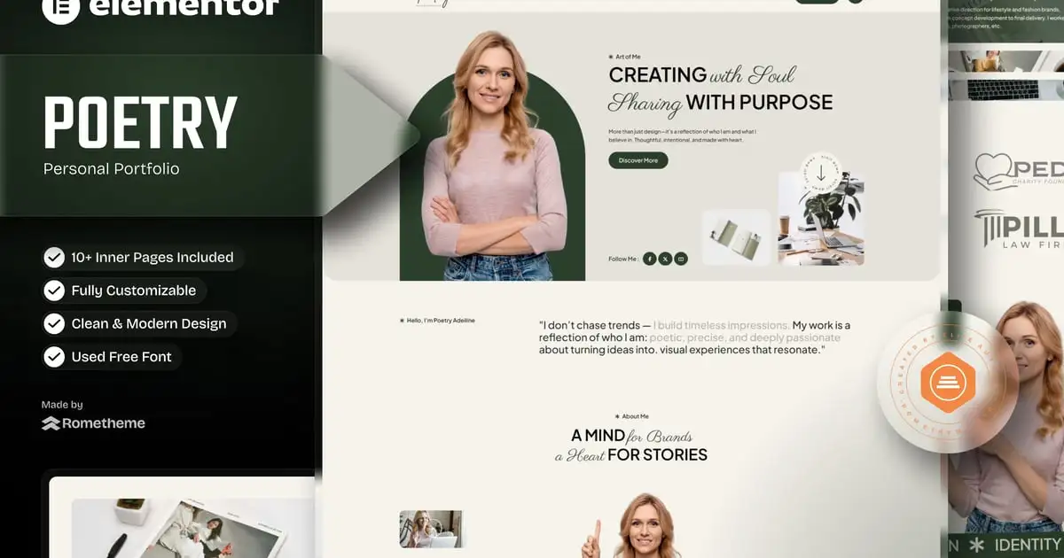 Poetry – Personal Portfolio & Resume Elementor Template Kit