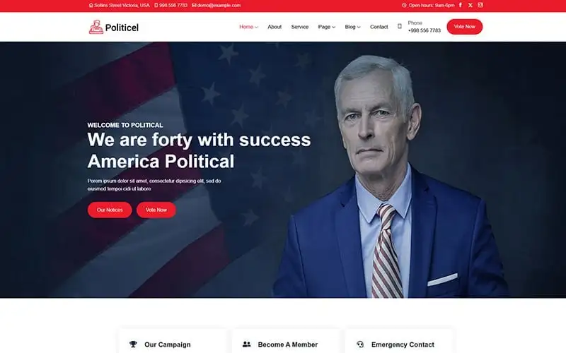Politicel – Political & Reliable Political Campaign Responsive WordPress Theme