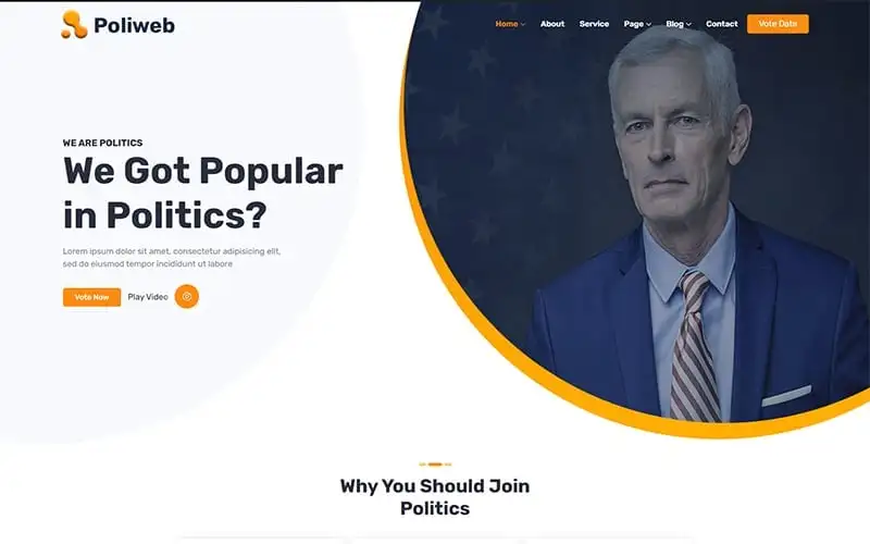 Poliweb – Political Candidate WordPress Elementor Theme WordPress Theme