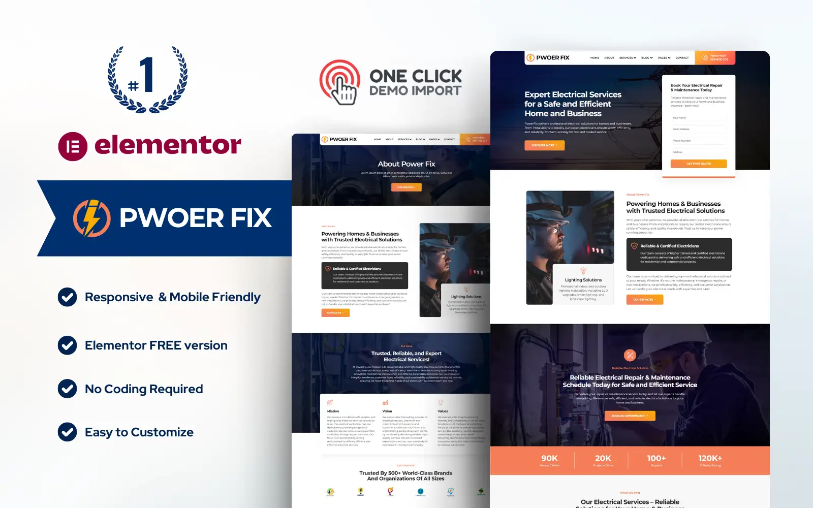 PowerFix — Electrician & Electrical Services WordPress Elementor Template Elementor Kit