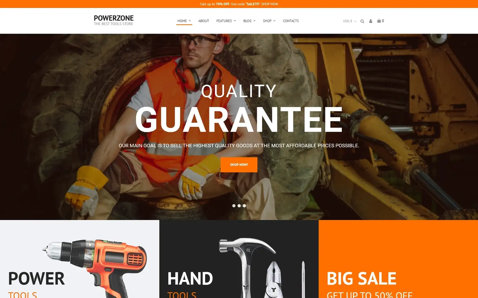 PowerZone – Tools Store Elementor WooCommerce Theme