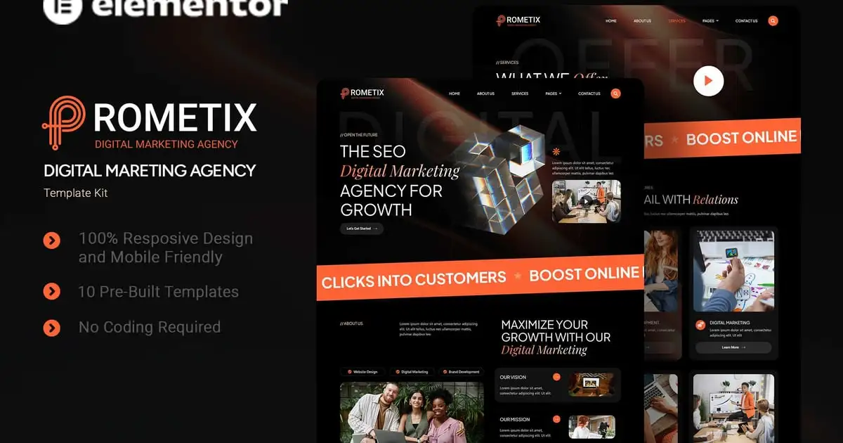 Prometix – Digital Marketing Agency Elementor Template Kit