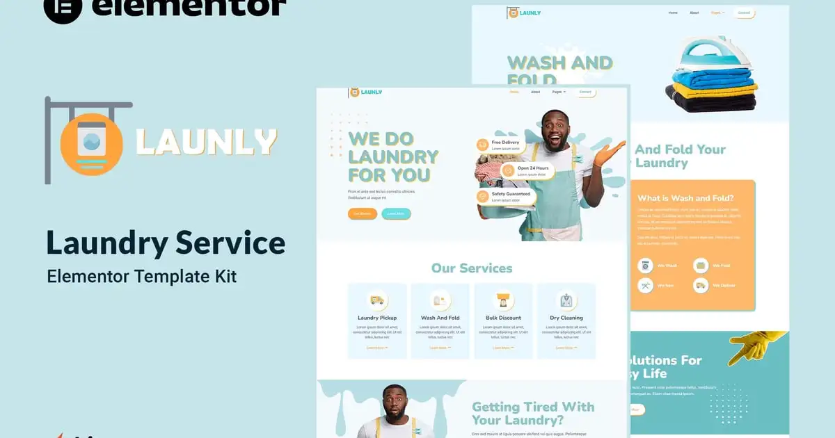 Launly – Laundry Service Elementor Template Kit