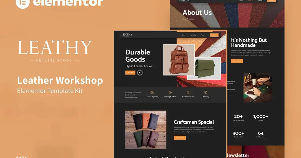 Leathy – Leather Workshop Elementor Template Kit