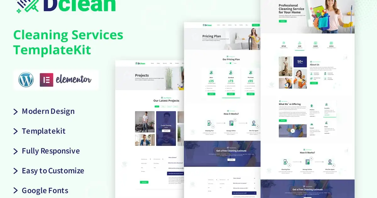 Dclean | Cleaning Services Elementor Template Kit