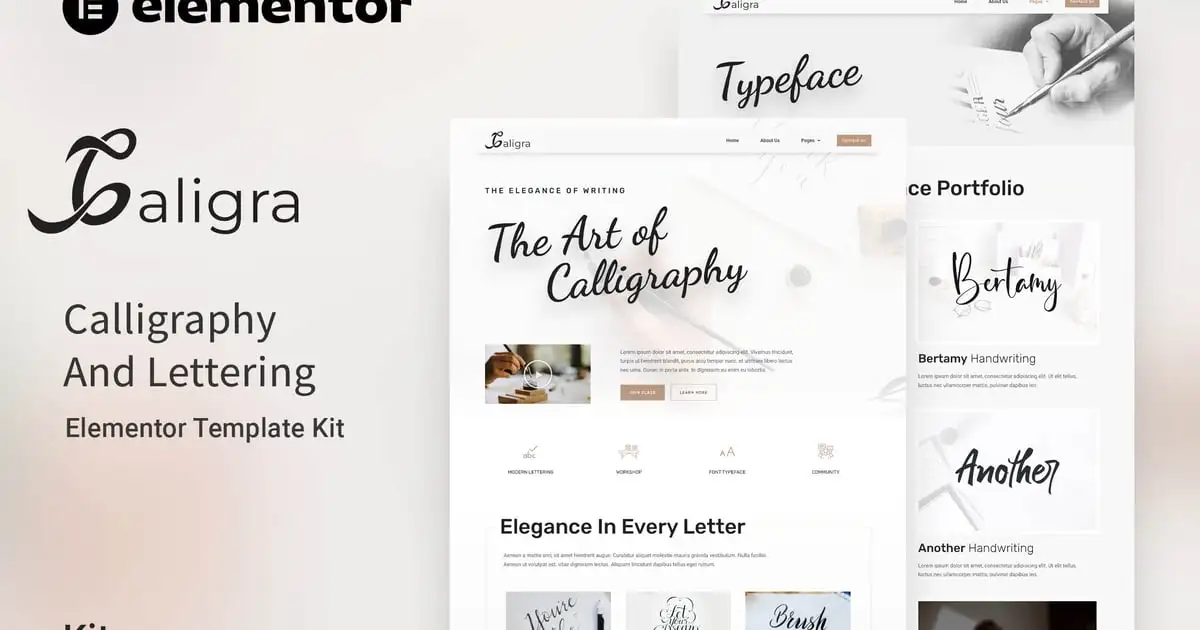 Caligra – Calligraphy & Lettering Elementor Template Kit