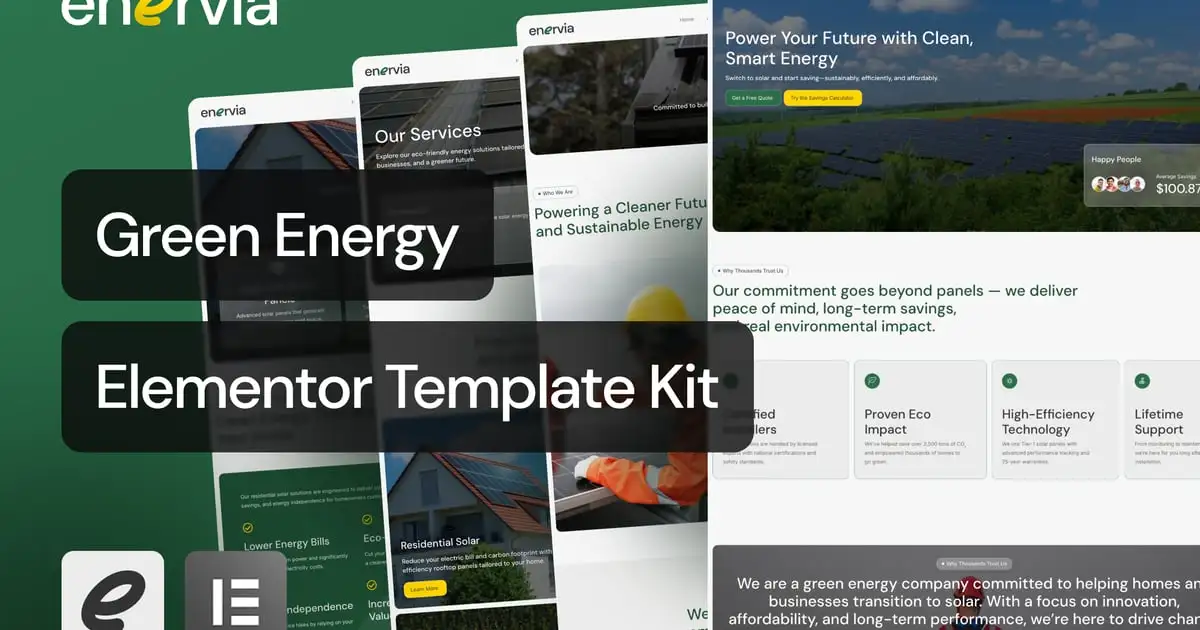 Enervia – Green Energy Elementor Template Kit