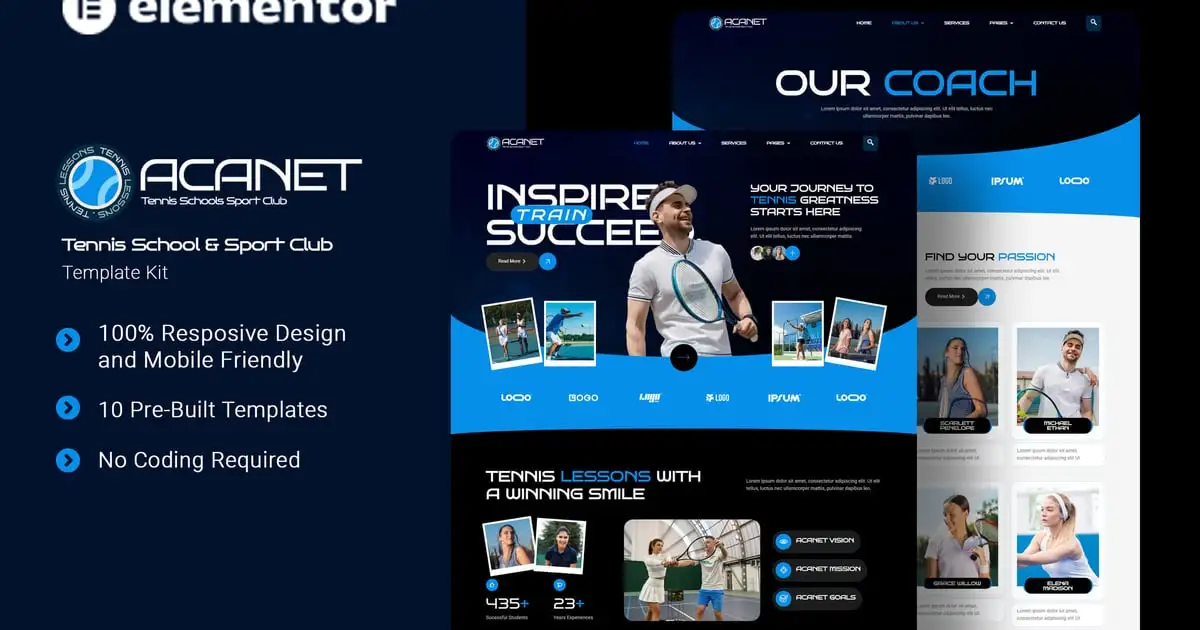 Acanet – Tennis School & Sport Club Elementor Template Kit