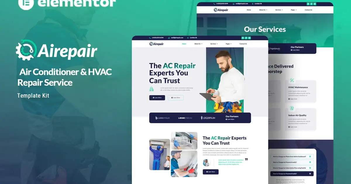 Airepair – Air Conditioner Repair Service Elementor Template Kit