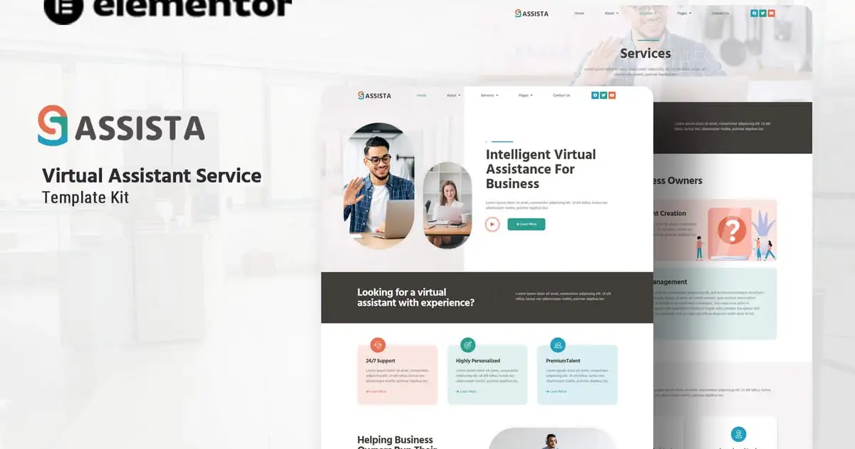 Assista – Virtual Assistant Service Elementor Template Kit