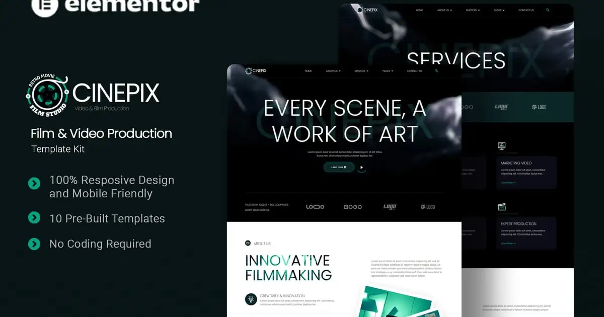 Cinepix – Film & Video Production Elementor Template Kit