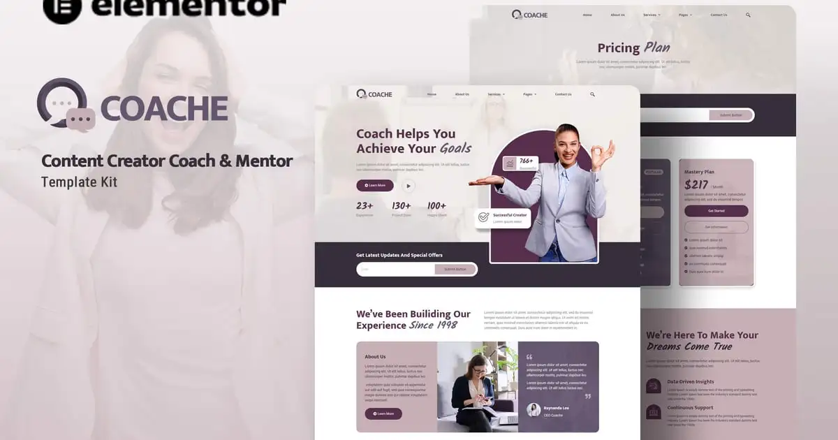 Coache – Content Creator Mentor Elementor Template Kit
