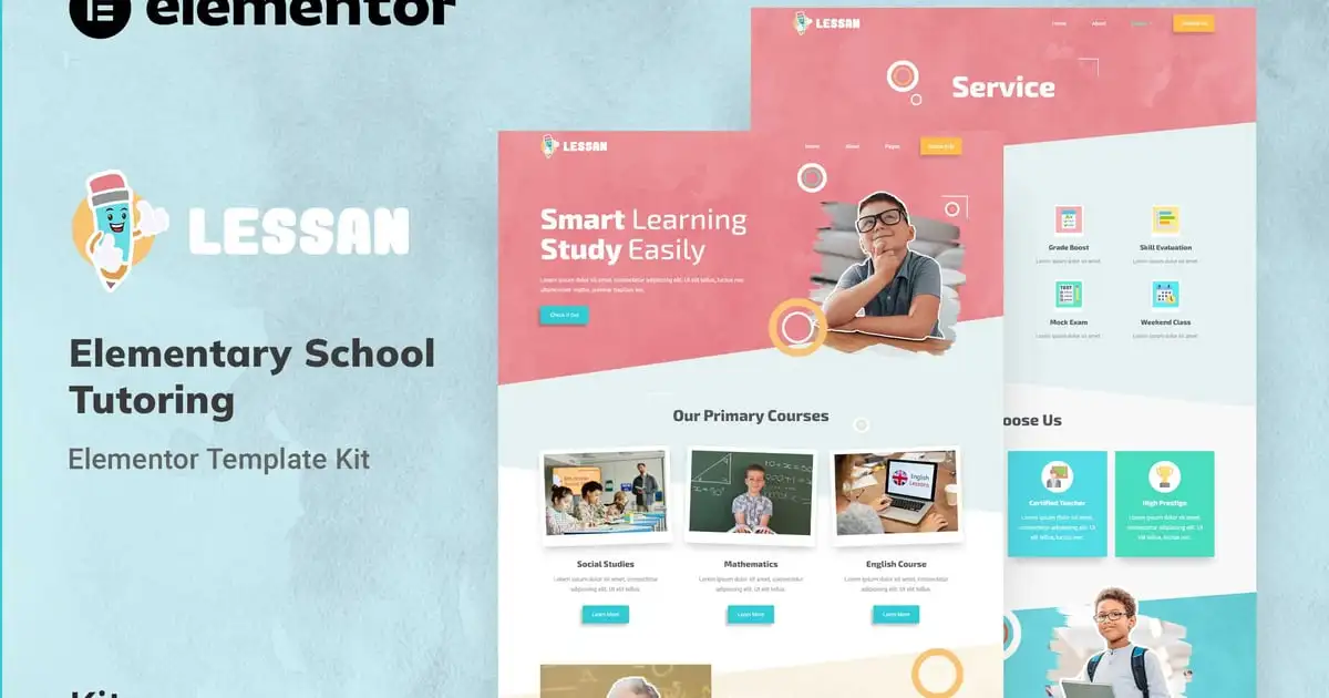 Lessan – Elementary School Tutoring Elementor Template Kit