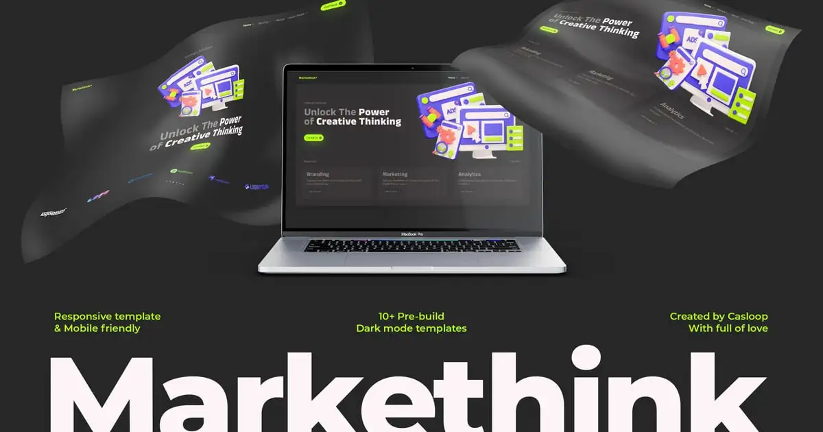 Markethink – Dark Mode Digital Marketing Agency Elementor Template Kit