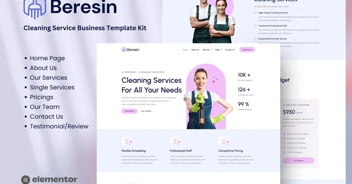 Beresin – Modern Cleaning Service Business Elementor Kit