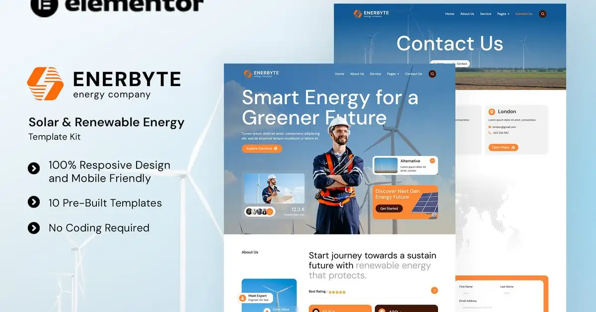 Enerbyte – Solar & Renewable Energy Elementor Template Kit
